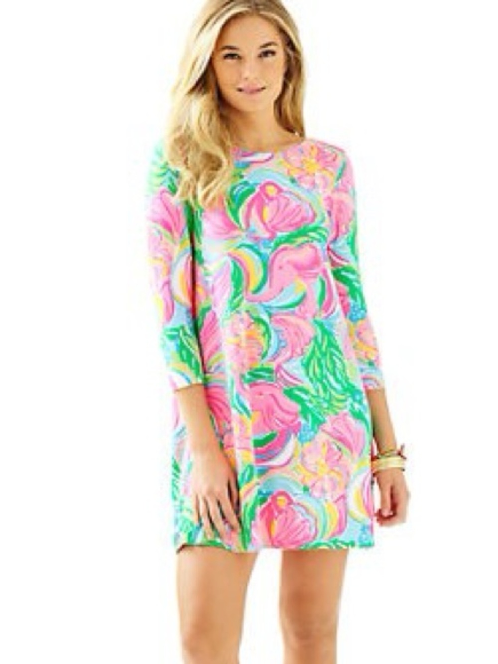 NWT Lilly Pulitzer OPHELIA Pink, Green & Aqua Floral Dress - So Appealing Print
